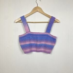 Isalis Knit Cotton Candy Tank Crop Top Pink Purple Summer Large Wool Blend